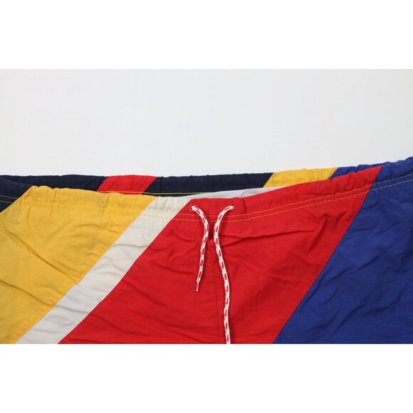 AS IS Vtg 90s Nautica Mens 2XL Spell Out Color Block Lined Shorts Swim Trunks - Picture 2 of 10